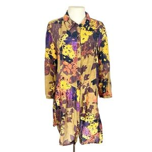 Coldwater Creek Silk Blend Apron Front Tunic Top Women XL Lightweight Fall